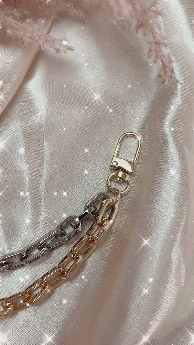 Gold & Silver Double Chunky Chain Handbag Charm