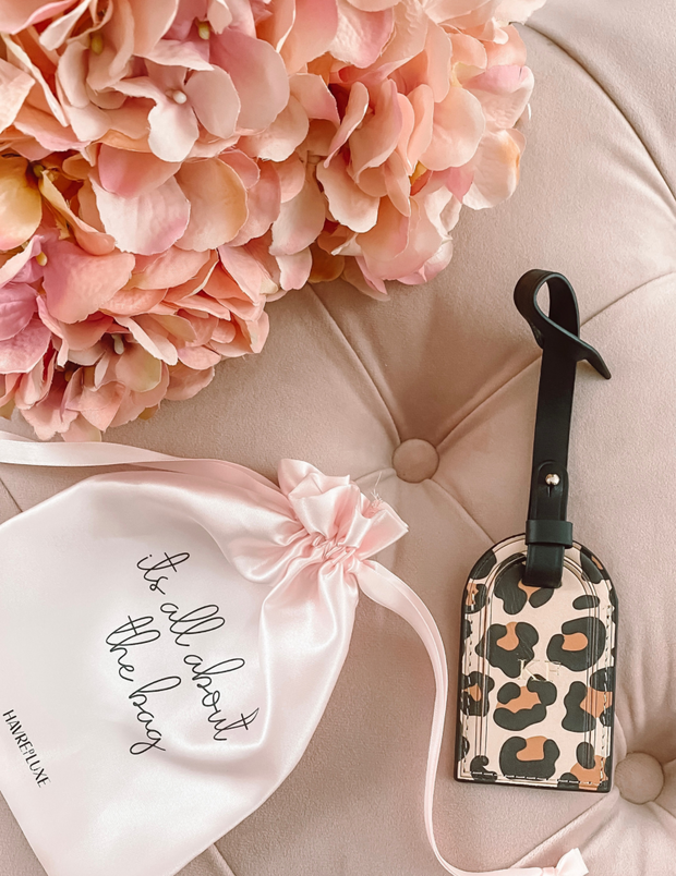 Leopard Print Leather Luggage Tag
